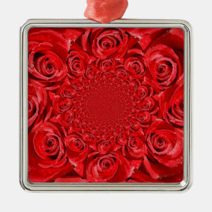 Red Roses Kaleidoscope: Happy Valentine's Day Art Metal Tree Decoration
