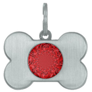 Red Roses Kaleidoscope: Happy Valentine's Day Art  Pet Name Tag