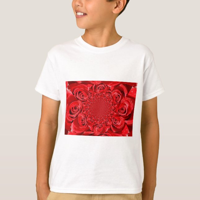 Red Roses Kaleidoscope: Happy Valentine's Day Art  T-Shirt (Front)