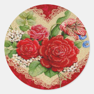 Red Roses & Lace Vintage Valentine Stickers