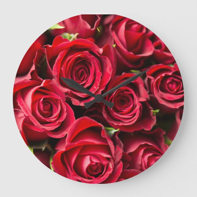 Red Roses Large Clock (Front)