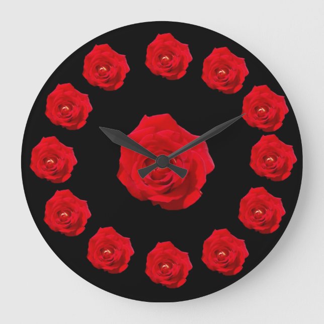 Red Roses Large Clock (Front)