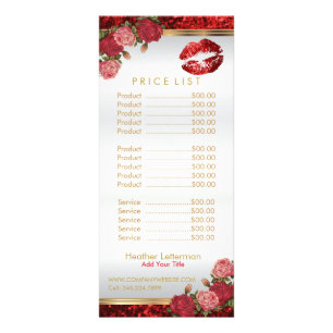 *Red Roses Lip Glitter Price List Rack Card