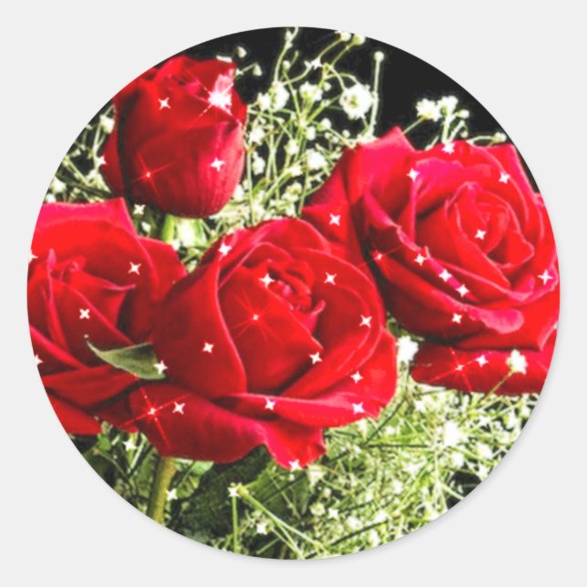 Red Roses,Love_ Classic Round Sticker (Front)