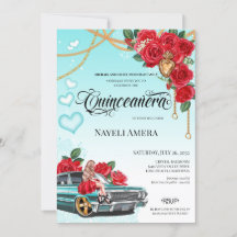 Red Roses Lowrider Chola Sacred Heart Quinceanera