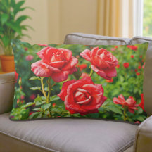 Red Roses Lumbar Pillow