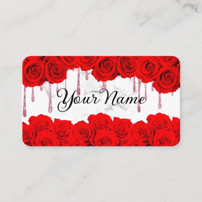 Red Roses Marble Business Card (Front)