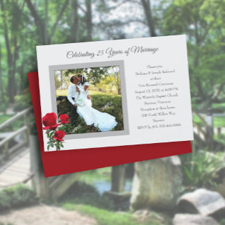 Red Roses Marriage Anniversary Celebration Photo Invitation