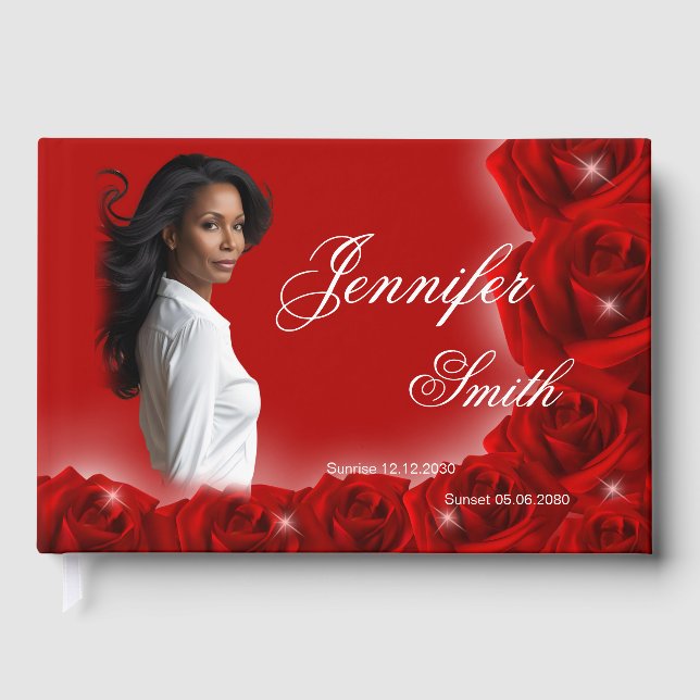 Red Roses Memorial Guest Book (Front)