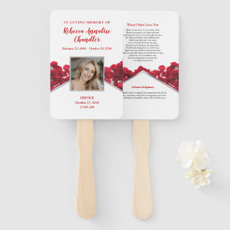 Red Roses Memorial Hand Fan