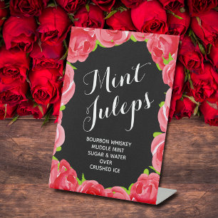 Red Roses Mint Juleps Pedestal Sign