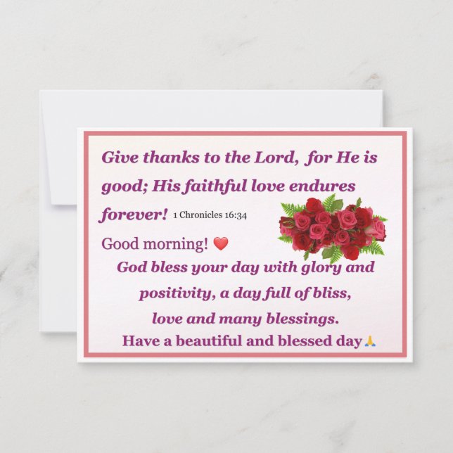 Red Roses Morning Blessing Card (Front)
