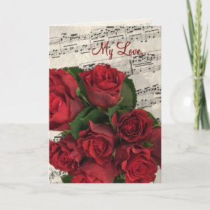 Red Roses Music Valentine's Day Holiday Card