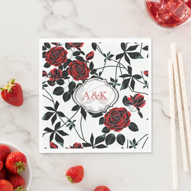 Red roses . napkin (Insitu)