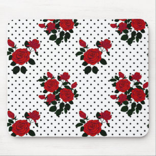 Red roses on a polka dot background. mouse mat