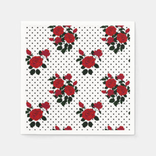 Red roses on a polka dot background. napkin