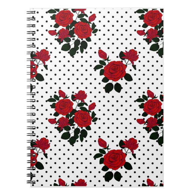 Red roses on a polka dot background.  notebook (Front)