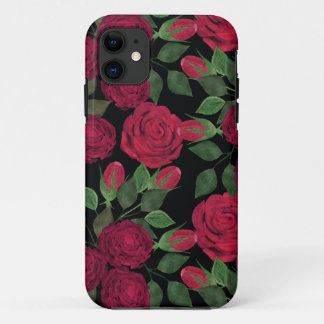 Red roses on black. iPhone 11 case