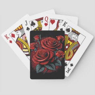 Red Roses on Black Cool Look Playing Cards