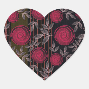 Red roses on black. heart sticker