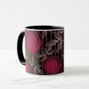 Red roses on black.  mug