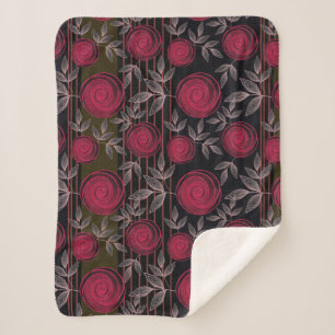 Red roses on black. sherpa blanket