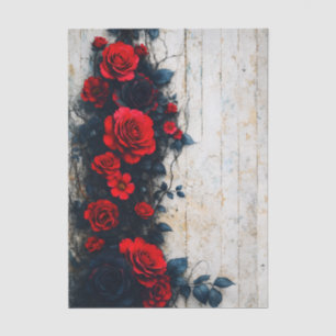 Red Roses on Weathered Wood FE3L Decoupage Tissue Paper