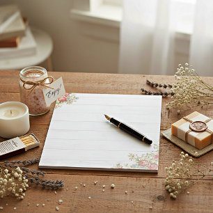Red roses on wood notepad