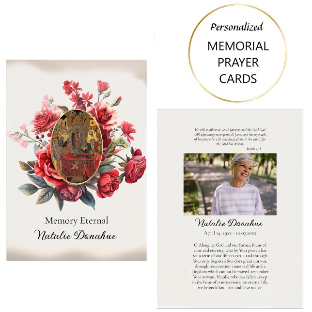 Red Roses Orthodox Photo Funeral Prayer Card       (Creator Uploaded)