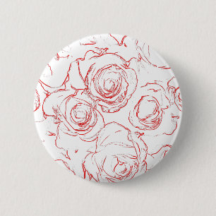 Red Roses Outlines 6 Cm Round Badge