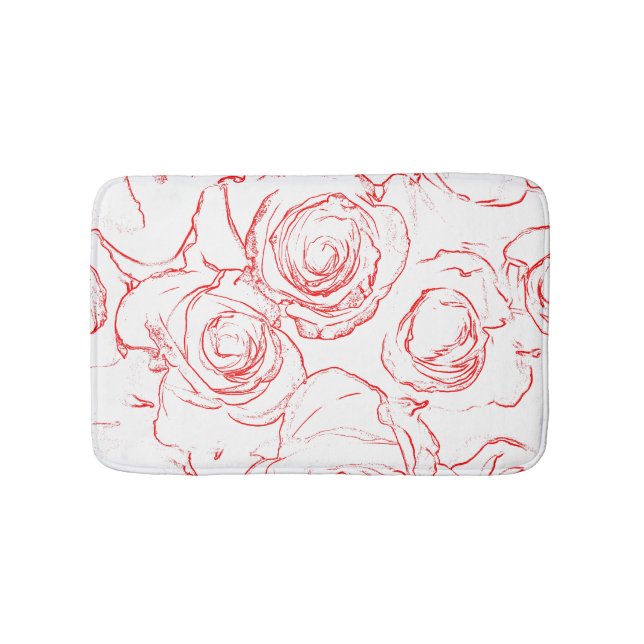 Red Roses Outlines Bath Mat (Front)