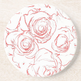 Red Roses Outlines Coaster