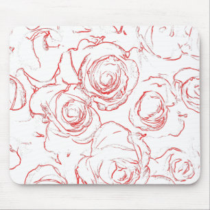 Red Roses Outlines Mouse Mat
