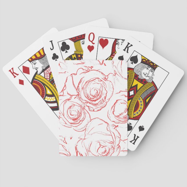 Red Roses Outlines Playing Cards (Back)