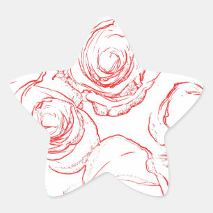 Red Roses Outlines Star Sticker