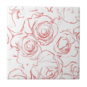 Red Roses Outlines Tile