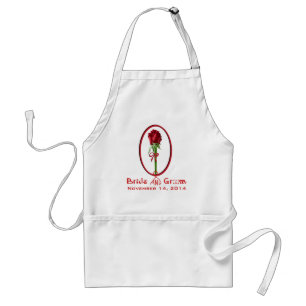 Red Roses Oval Frame Wedding Apron