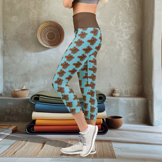Red Roses Owl Blue Capri Leggings (Creator Uploaded)