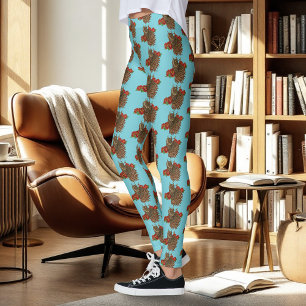 Red Roses Owl Blue Leggings