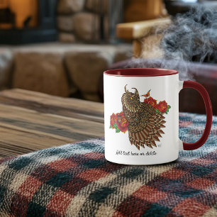 Red Roses Owl Blue Mug