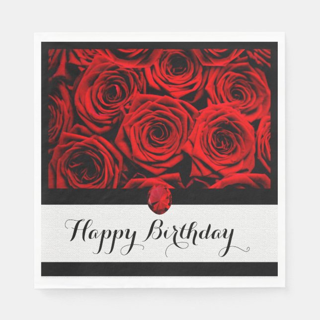Red Roses Paper Napkin (Front)