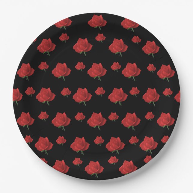 Red Roses Paper Plate (Front)