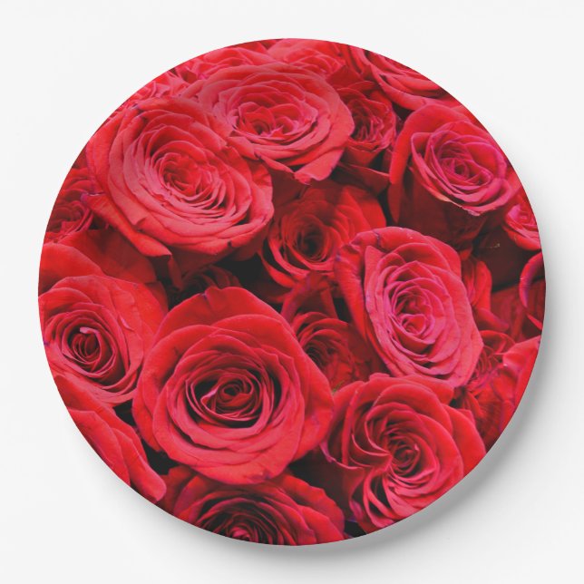 Red roses paper plate (Front)