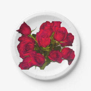 Red Roses Paper Plates