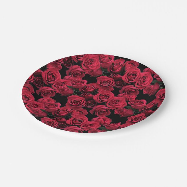 Red Roses Paper Plates (Angled)