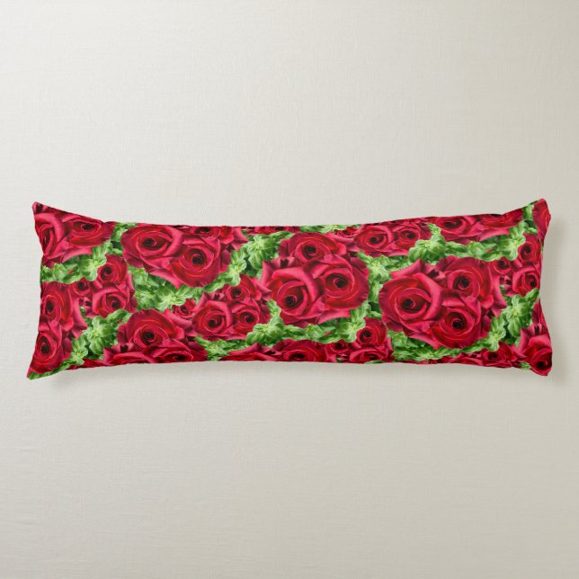 Red Roses Path Flower Garland Body Cushion (Front)