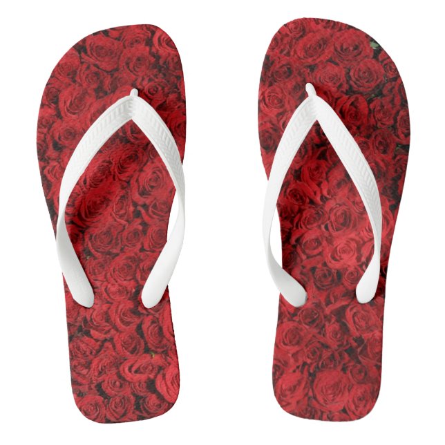 Red Roses Pattern-37431 Flip Flops (Footbed)