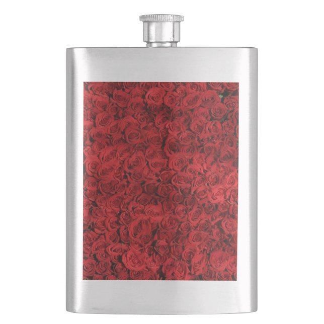 Red Roses Pattern-37431 Hip Flask (Front)
