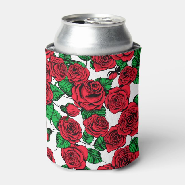 Red roses pattern can cooler (Can Front)