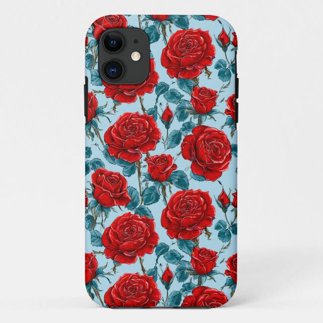 Red roses pattern Case-Mate iPhone case (Back)